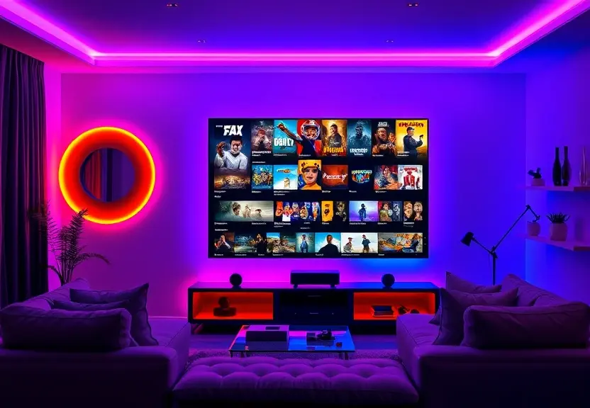 Teste IPTV 7 dias grátis exibindo canais em smart TV colorida na sala