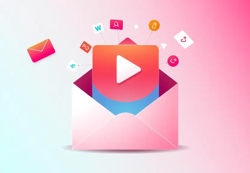 Teste IPTV por Gmail com envelope liberando ícones coloridos de streaming
